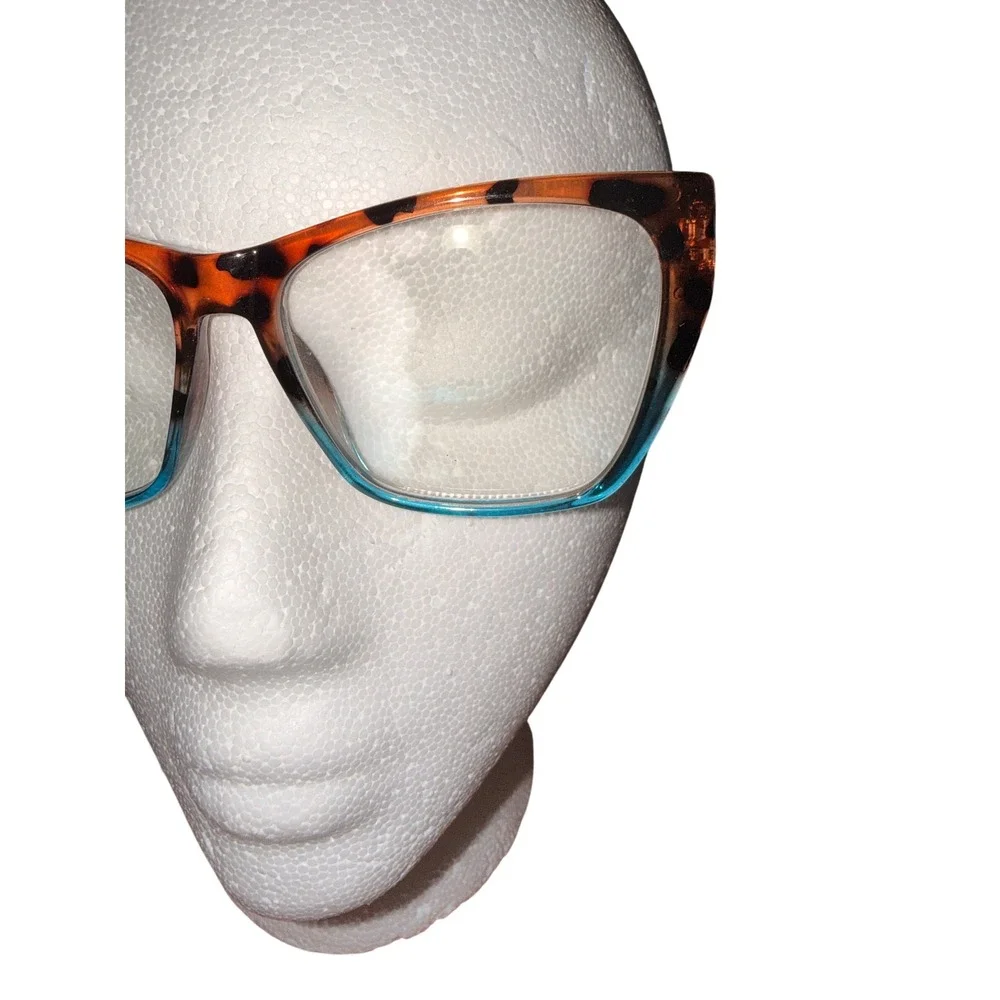 Cat Eye Reading Glasses Brown‎ Tortoise Teal Blue Two Tone +2.50 BR609 C6 Womens